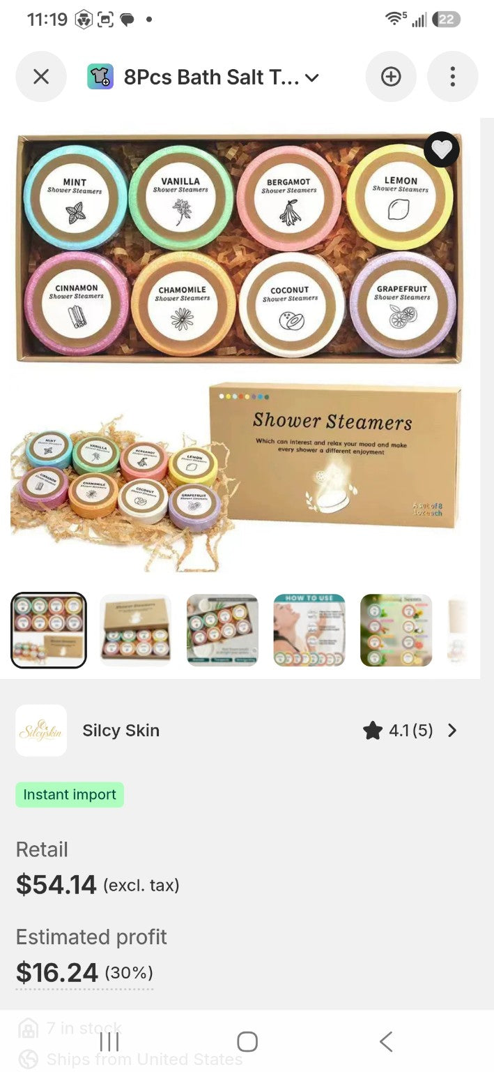 Eight-piece shower steamer set for the Exclusive Showers collection
