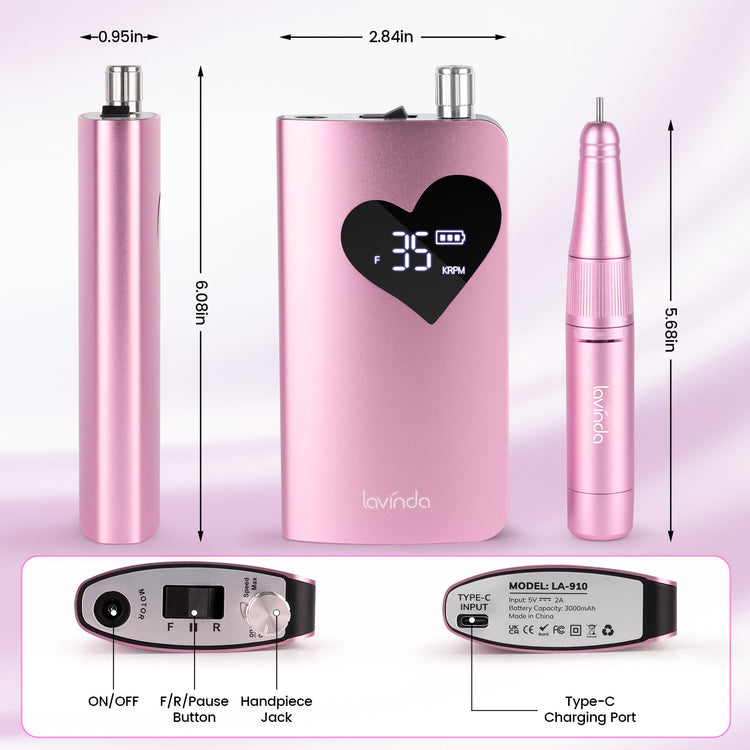Wand™ Air Nail Drill - Pink - 35,000 RPM Rechargeable
