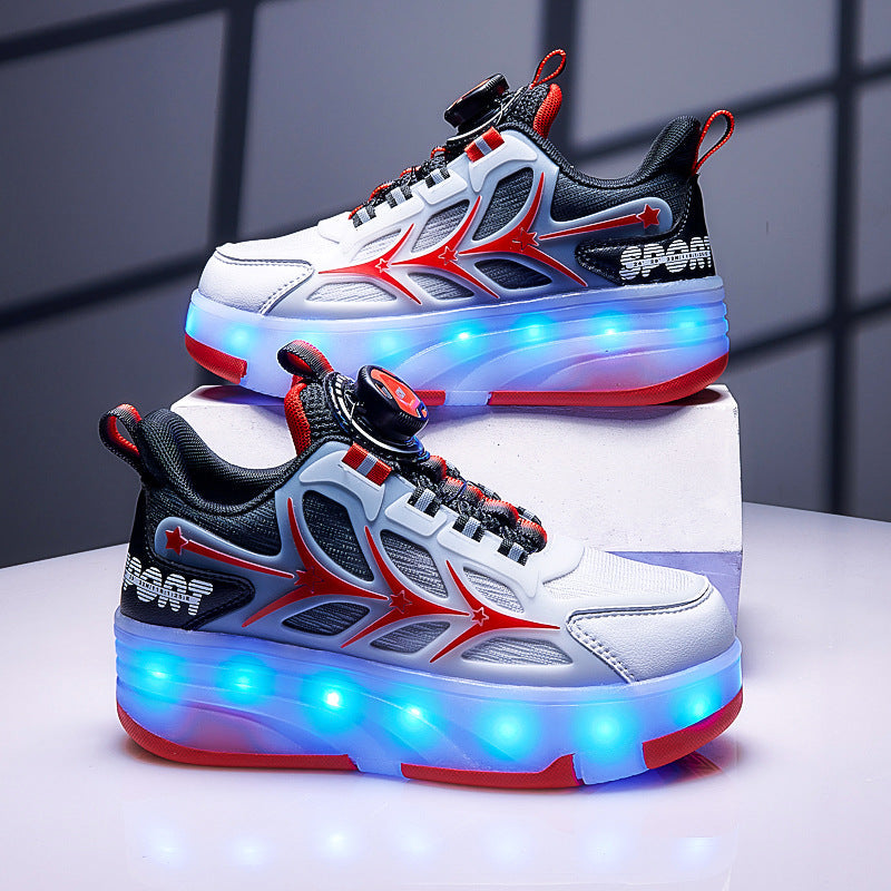 Kids Light-Up Four-Wheel Roller Shoes