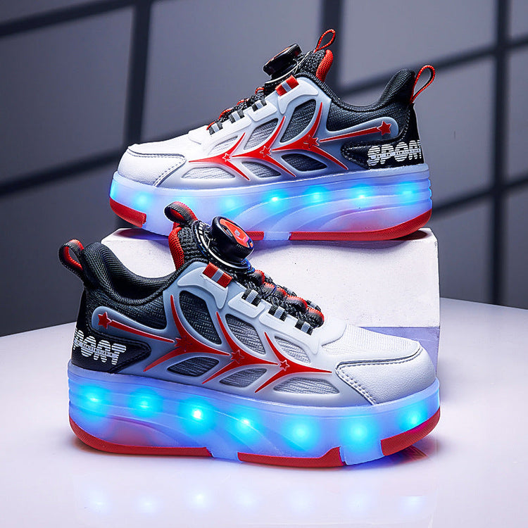 Kids Light-Up Four-Wheel Roller Shoes
