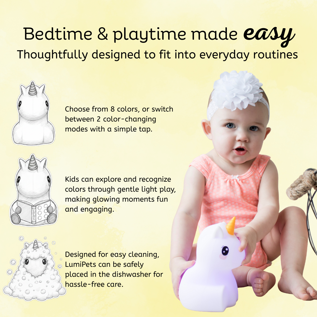 LumiPets® Junior Unicorn - Children's Nursery Touch Night Light