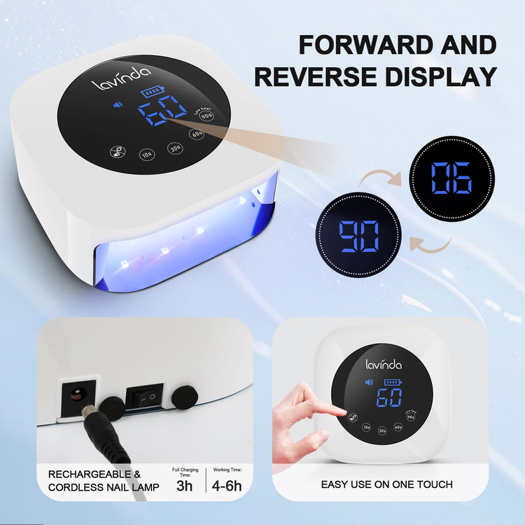 Crown™ Nail Lamp - White - 54W Rechargeable UV/LED