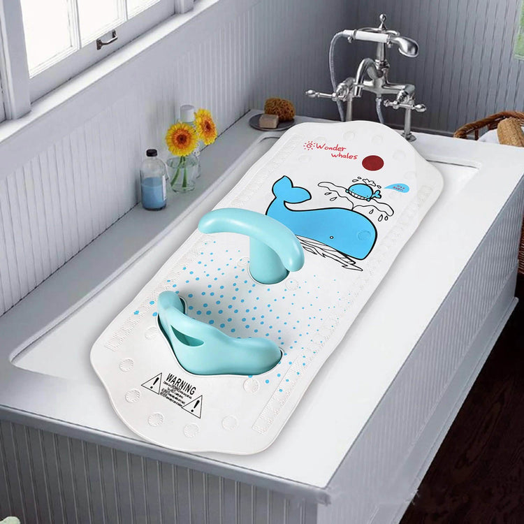 Baby Bath Support Seat & Heat-Sensitive Mat — Blue