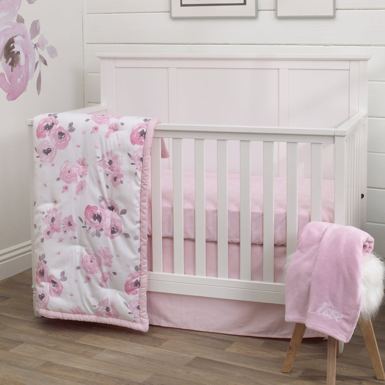 NoJo Dreamer Watercolor Floral 8 Piece Nursery Crib Bedding Set