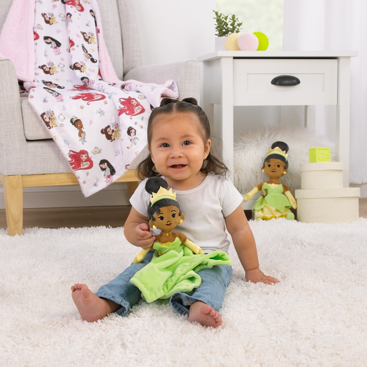 NoJo Disney Tiana Green and Yellow Super Soft Security Baby Blanket
