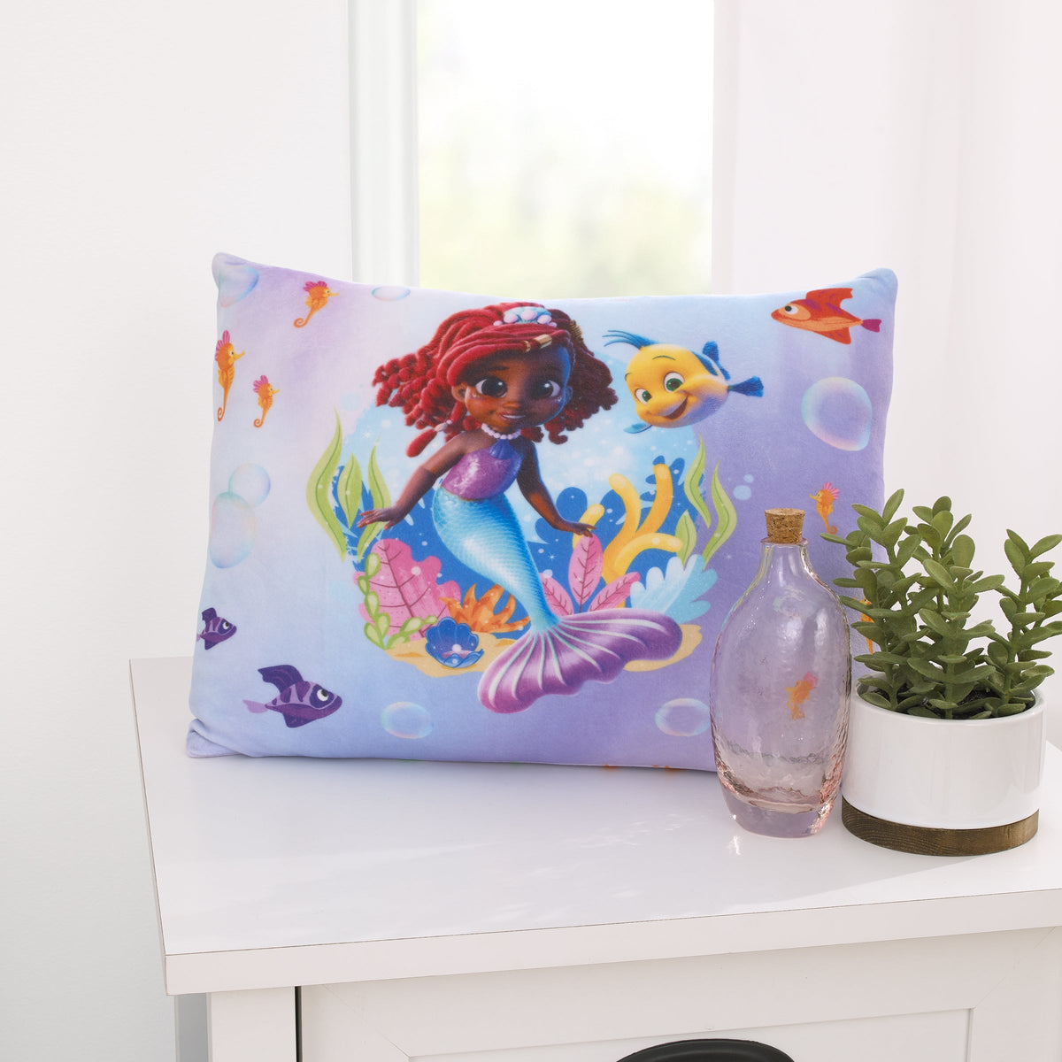 Disney Jr. Ariel Squishy Toddler Pillow, Purple, Toddler Girl, Rectangle