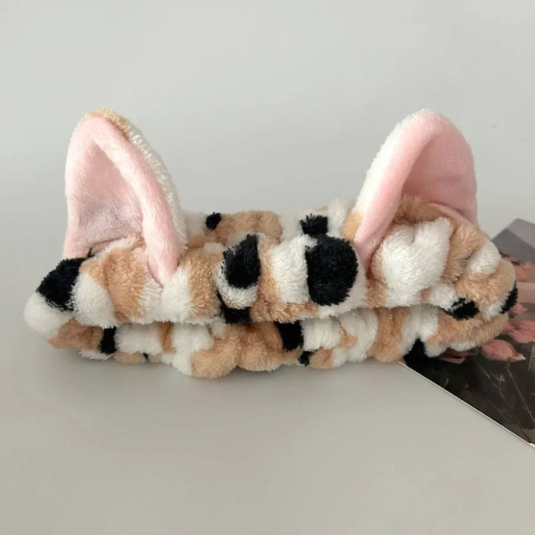 3-Piece Plush Animal-Ear Spa Headband & Wristband Set