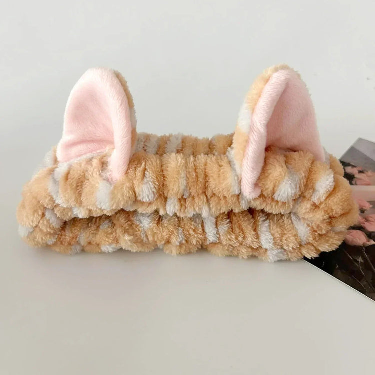 3-Piece Plush Animal-Ear Spa Headband & Wristband Set