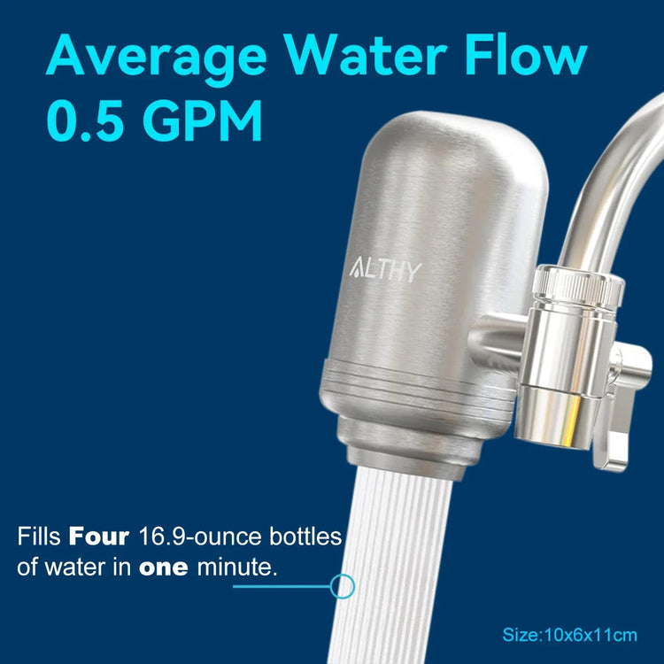 ALTHY Stainless Steel Faucet Tap Water Filter Purifier System, NSF Certified Reduces Lead, Chlorine & Bad Taste Kitchen