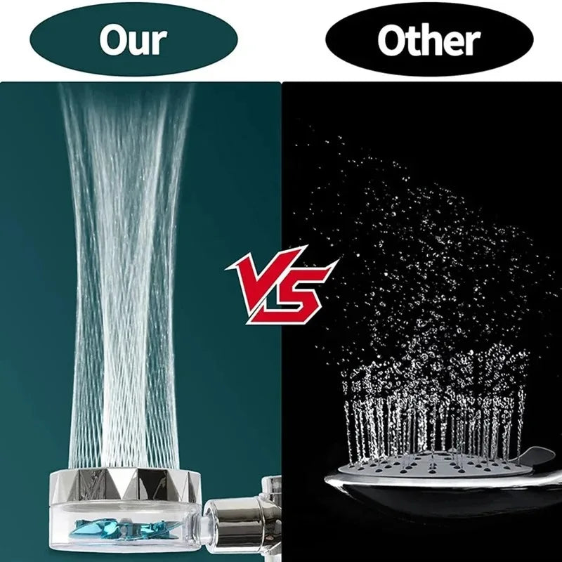 360 Degrees Rotation Handheld Turbo Fan Shower Head High Pressure Water Saving Spray Adjustable Filters Bathroom Accessories