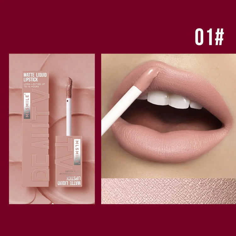 MLSMILE 6 Color Non-stick cup Velvet Satin Gloss Lip glaze Mist Liquid matte lipstick Waterproof long-lasting color liquid
