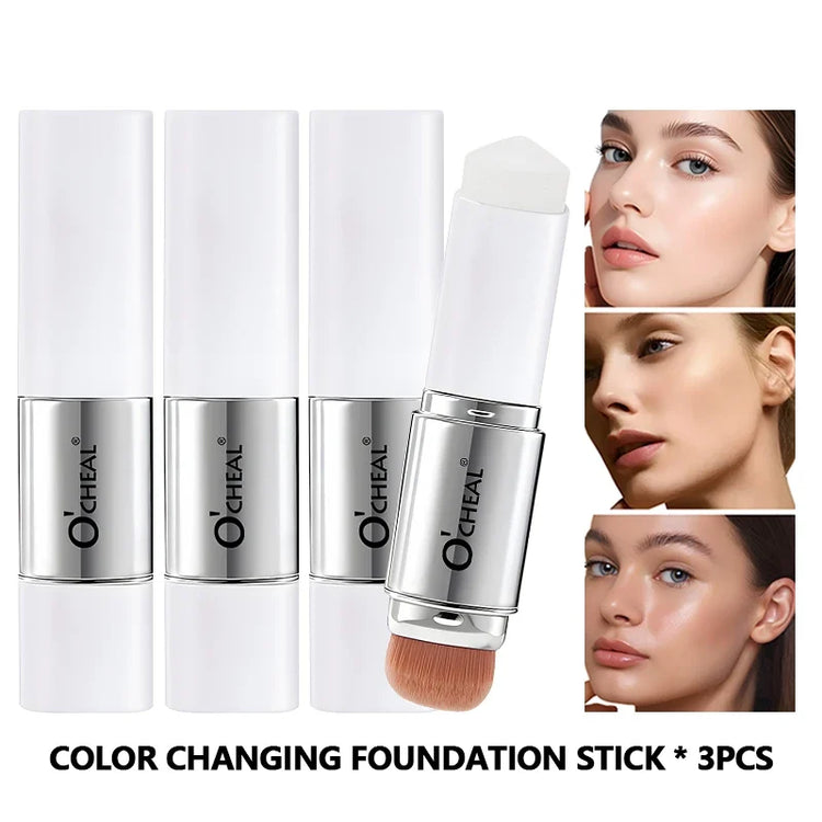 O'CHEAL Temperature Changing Foundation Stick Facial Coverage Blemishes Pores Double-Headed Face Matte Makeup Foundation Cream