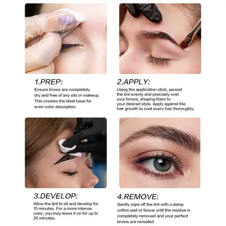 Waterproof Henna Brow Tint Kit Professional Salon Formula Long-Lasting Natural Eyebrow Dye Black&Brown Easy to Use at Home