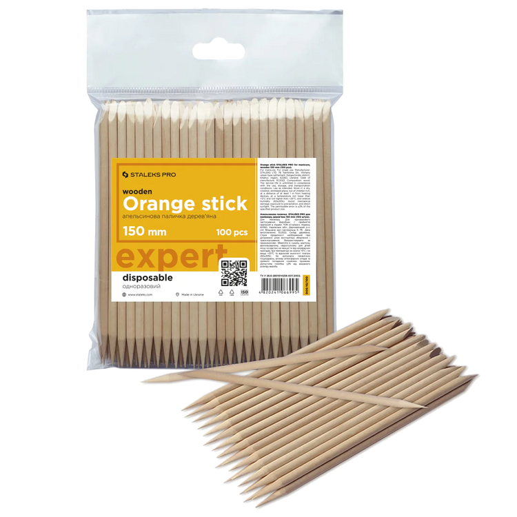 STALEKS PRO ORANGE STICK FOR MANICURE WOODEN 150 MM 100 PCS DOS-10/100 - STALEKS™