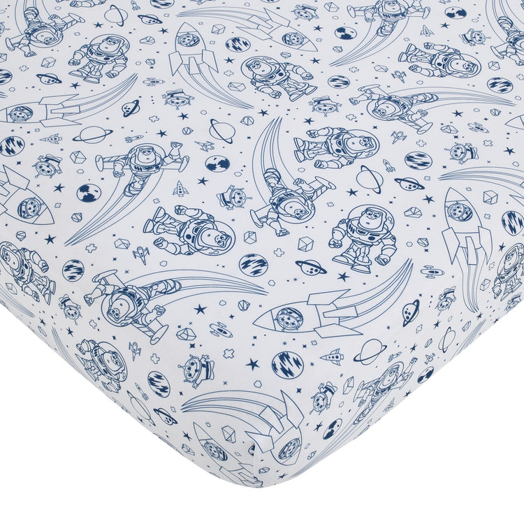 NoJo Disney Toy Story Outta This World Blue and White Nursery Fitted Crib Sheet