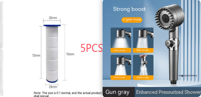 The Third Gear Adjustable Strong Supercharged Shower Head Household Bath Shower Hose Shower Head