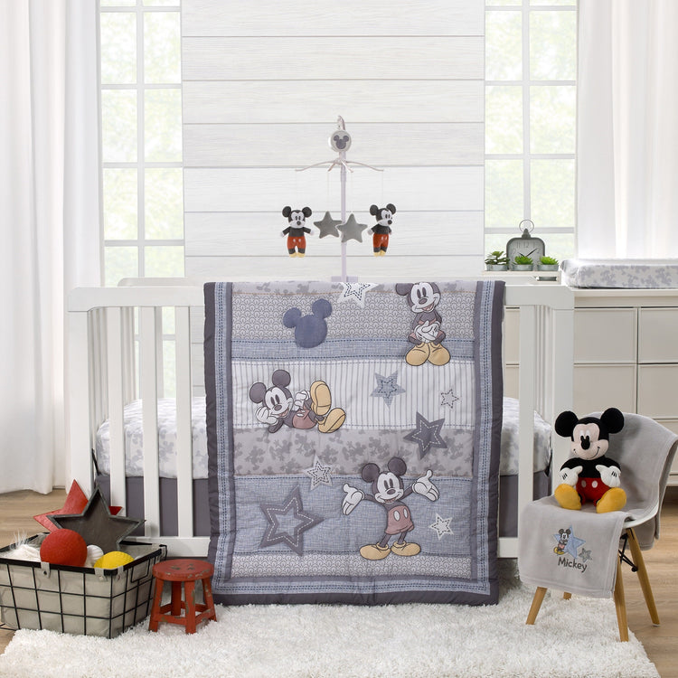 Mighty Mickey Mouse Grey and White Super Soft Changing Pad Cover