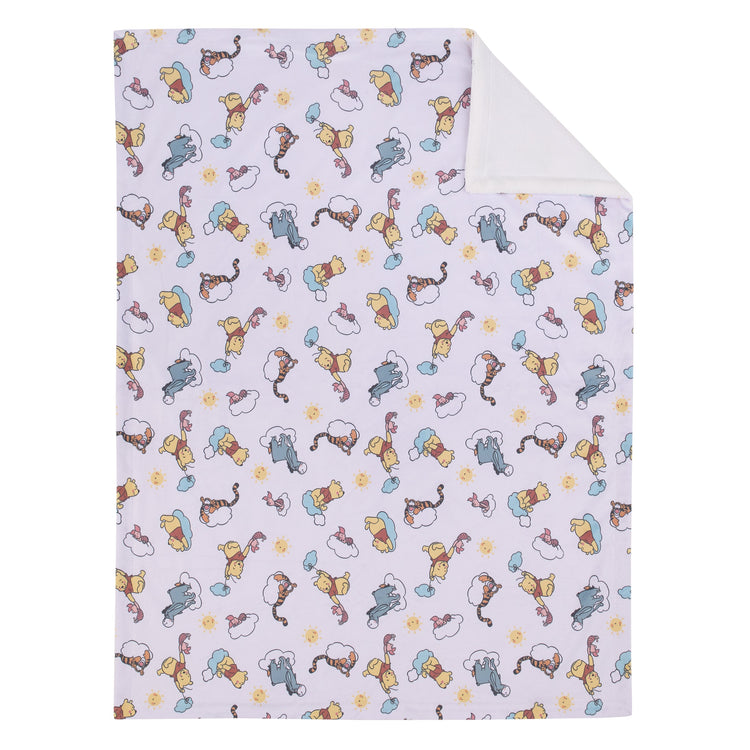 Winnie the Pooh So Loved Yellow, Aqua, and White Deluxe Reversible Super Soft Baby Blanket