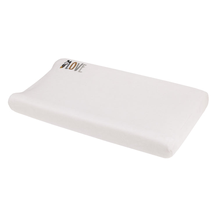 Mickey Mouse Love Mickey White, Gray, and Tan Love Applique Super Soft Contoured Changing Pad Cover