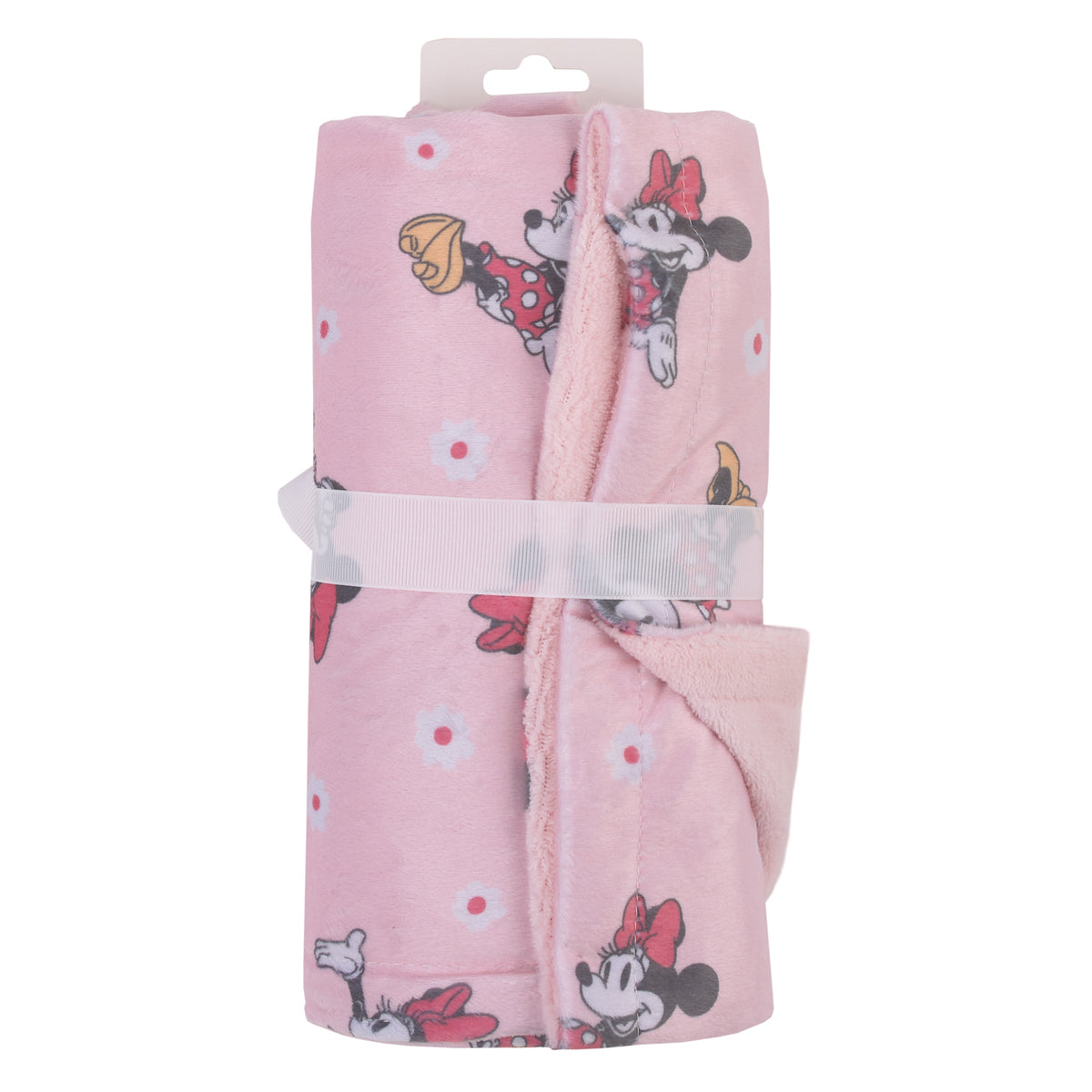 Minnie Mouse Hello Gorgeous Pink and White Deluxe Reversible Super Soft Baby Blanket
