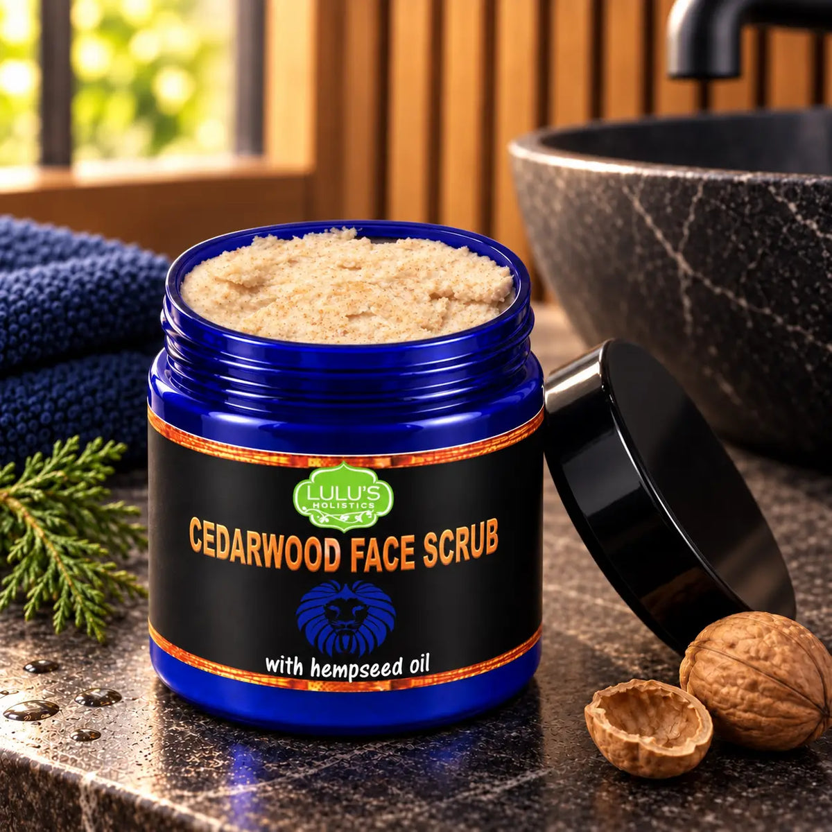 Lulu's Holistics Cedarwood & Hemp Seed Exfoliating Face Scrub (4oz)