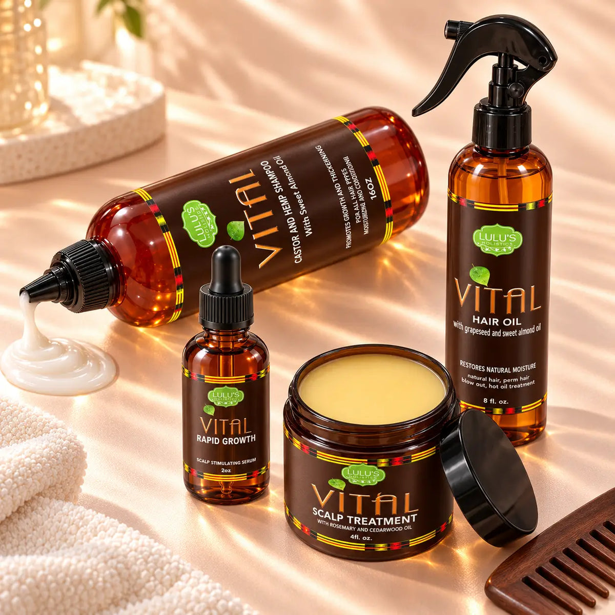 Lulu's Holistics Vital Hair & Scalp Conditioning Complete 4-Piece Routine Box