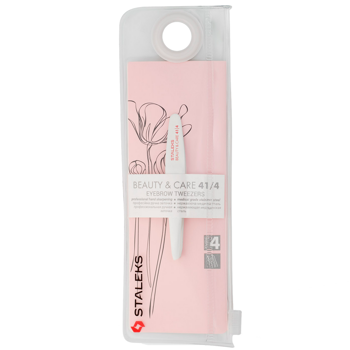 STALEKS BEAUTY & CARE 41 TYPE 4 EYEBROW TWEEZERS COMPACT SIZE SLANT WHITE TBC-41/4- STALEKS™