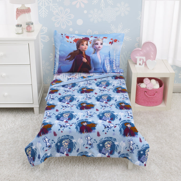 Disney Frozen 2 - Magical Journey - Light Blue, Lavender, Teal and White Super Soft Toddler Blanket