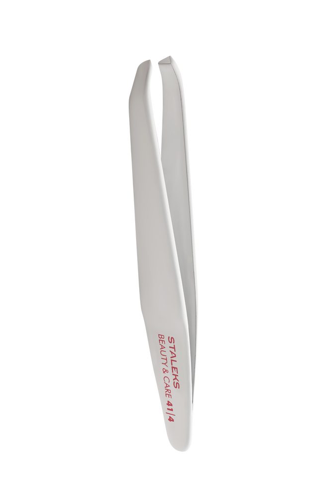 STALEKS BEAUTY & CARE 41 TYPE 4 EYEBROW TWEEZERS COMPACT SIZE SLANT WHITE TBC-41/4- STALEKS™