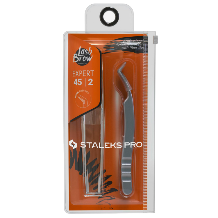 STALEKS PRO EXPERT 45 TYPE 2 PROFESSIONAL EYELASH TWEEZERS L-SHAPED TE-45/2 - STALEKS™