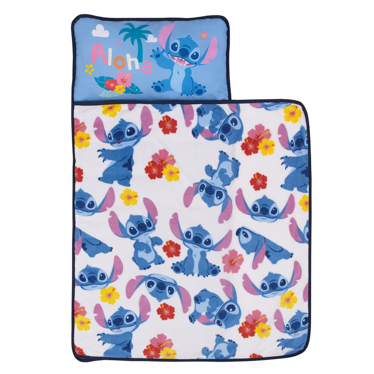 NoJo Disney "S" is for Stitch Toddler Nap Mat, Blue, Pink, Yellow, and White