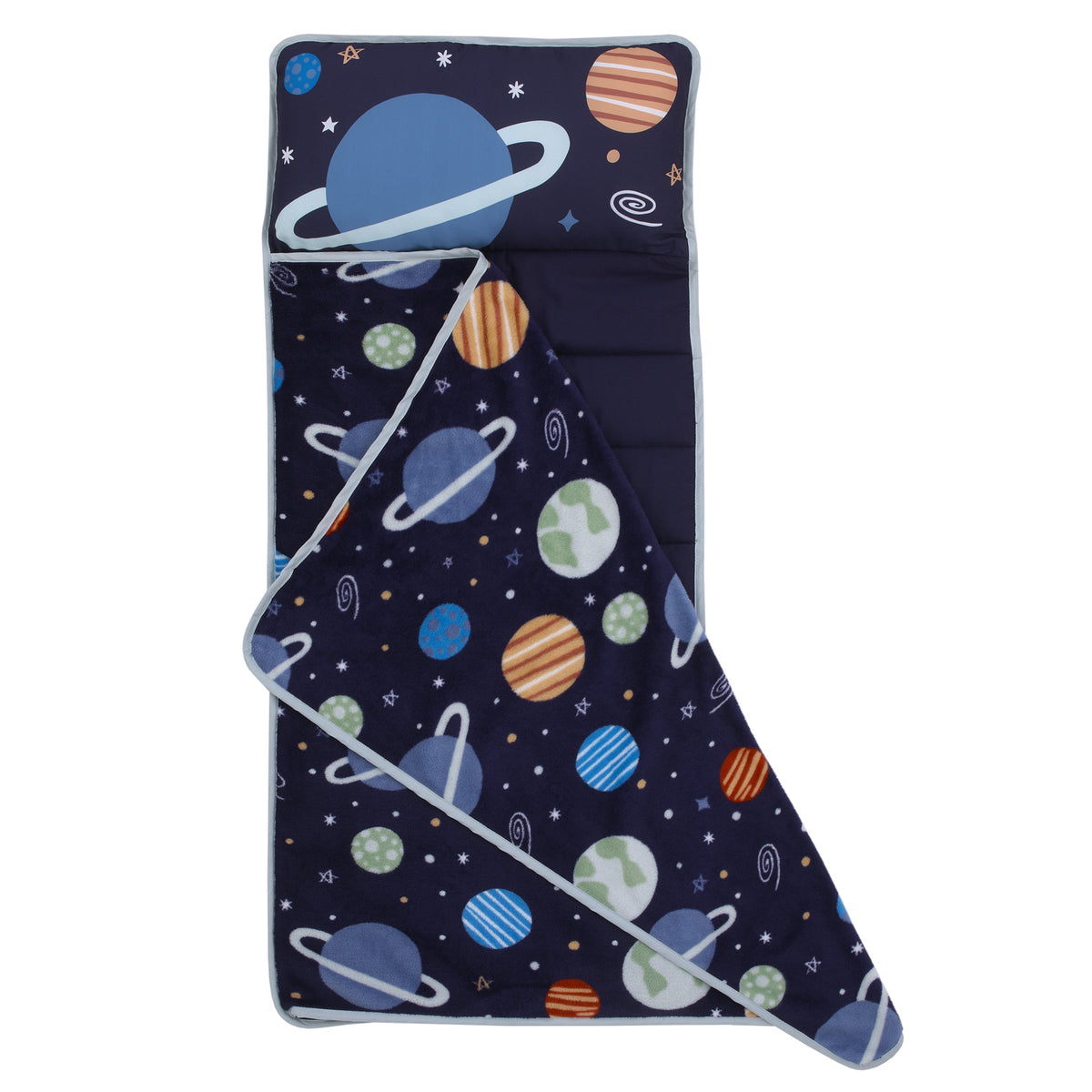 Everything Kids Solar System Navy, Orange, and Gray Toddler Nap Mat