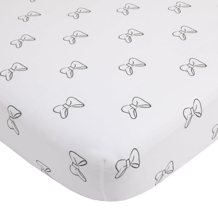 Disney Minnie Mouse 6 Piece Nursery Crib Bedding Set, Comforter, Two 100% Cotton Fitted Crib Sheets, Dust Ruffle, Baby Blanket, Changing Pad Cover, Pink, Grey & White